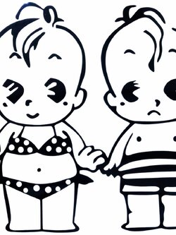 car-045 car sticker cute kids / สติ๊กเกอร์ติดรถ ลายเด็กน้อย 16x16 cm (สีดำ,ขาว,ชมพู)