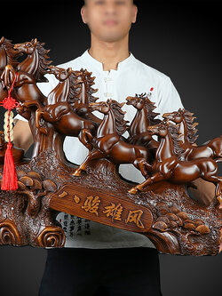 #ม้าศึกเรซิ่นลายไม้ เสริมด้านธุระกิจการค้า การแข่งขัน ความสำเร็จ ให้โชคลาภด้านงาน