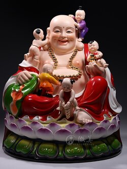 พระสังกัจจายน์เนื้อเซรามิกคุณภาพสูงสไตล์จีน อรหันต์แห่งความอุดมสมบูรณ์(สีแดง)