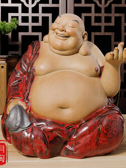 พระสังกัจจายน์เนื้อดินเผา,เซรามิกสไตล์จีน อรหันต์แห่งความอุดมสมบูรณ์ สูง 31 cm.