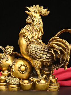 ไก่ขนทรัพย์ สัตว์มหามงคลเสริมดวงการเงิน,การค้าขาย,อำนาจบารมี งานทองเหลือง