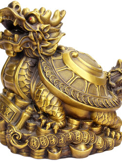 เต่ามังกรเหยียบเงินทองเนื้อทองเหลือง เรียกทรัพย์เสริมการเงินโดยตรง