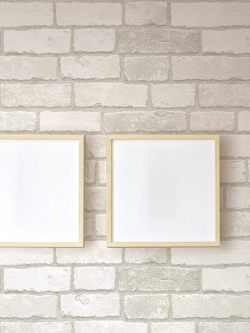 HWP-21633 Wallpaper Vinyl วอลล์เปเปอร์แบบมีกาวในตัว ลายอิฐขาวเทาเหมือนจริง หน้ากว้าง 100 cm