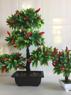 ต้นพริกแดงมงคล เครื่องประดับปรับฮวงจุ้ย,ของแต่งบ้านมงคล สไตล์จีน