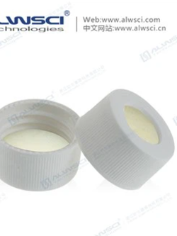 24-400 White, Closed Top PP Cap with PTFE/White Silicone Septa (100 ชิ้น/แพ็ค)