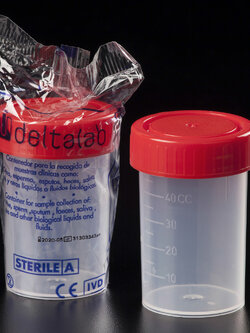 Deltalab" 60 ml Container PP Red Cap NON-sterile-กระปุกเก็บตัวอย่าง 60 ml(600ชิ้น/ลัง)