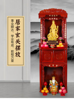 ชุดตู้,ศาลเจ้าบูชาเทพเจ้า 2 ชั้น งานไม้จริง พร้อมองค์เทพและอุปกรณ์ครบชุด
