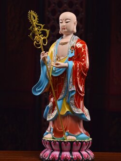 พระกษิติครรภโพธิสัตว์ พระภิกษุนิกายมหายาน (พระทิเบต) เซรามิกเนื้อหยกคุณภาพสูง