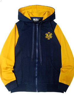 เสื้อฮู้ดลายลอว์ วันพีช สีกรมแขนเหลือง (Sweater Hood One Piece Law)