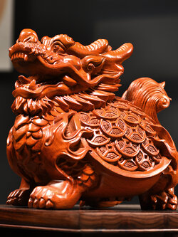 #เต่าหัวมังกรไม้จริง สัตว์เทพมหามงคลเรียกทรัพย์เสริมดวง,แก้ฮวงจุ้ย,ป้องกันภัย