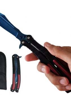 Balisong มีดบาลีซอง มีดควง มีดพับ มีดบัตเตอร์ฟลาย CS GO Counter-Strike (ใบมีดสีน้ำเงิน) พร้อมซองไนล่อน