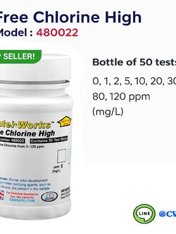 WaterWorks™ Free Chlorine High Test Strips 0-120ppm