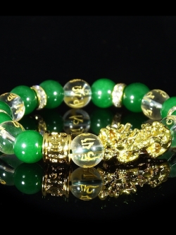 สร้อยข้อมือ ปี่เซี๊ยะ หยกจักรพรรดิ 10 มิล. สวมใส่เพื่อเสริมมงคล โชคลาภ ค้าขายดี