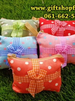 ของชำร่วยงานแต่งงาน กระเป๋าสตางค์ผ้าลายจุด สี pastel