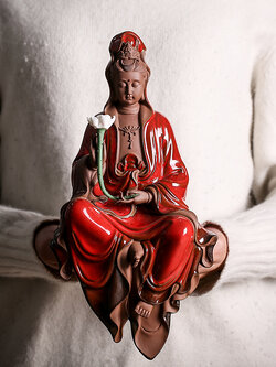 พระโพธิสัตว์กวนอิม พุทธมหายาน ดินเผาคุณภาพสูง /ขนาด 29.5 cm.
