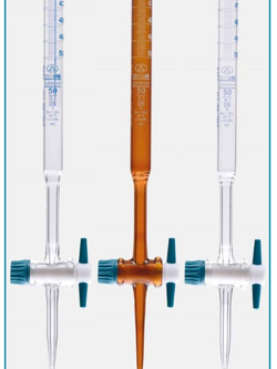 บิวเรตสีชา Amber Burette PTFE Key, Class AS, ISOLAB