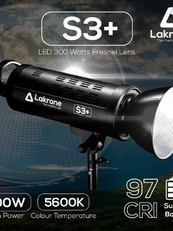 Lakrone S3+ LED 300W support Battery ไฟแอลอีดี 300 วัตต์ พร้อมอุปกรณ์ในชุดพร้อมรองรับการใช้งานจากแบตเตอรี่