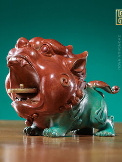 #ปี่เซี๊ยะเฝ้าทรัพย์ งานทองเหลืองลงสีงานช่างฝีมือชาวจีน