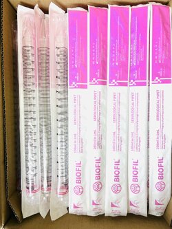 Serological pipette 100ml, Pink plastic(100ea/cs)-ปิเปตพลาสติกชนิดสเตอไรด์ 100 ml(50ชิ้น/ลัง)