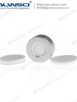 ฝาปิดอลูมิเนียม 20mm Open Top Aluminum Crimp Cap + PTFE/White Silicone Septa (100ชิ้น/แพ็ค)