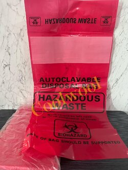 ถุงเก็บขยะติดเชื้อ ขยะอันตราย Autoclave bag(200ชิ้น/pkg)-สีแดง,สีใส