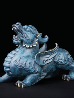 ปี่เซี๊ยะเก็บทรัพย์ Lucky Pixiu ทองเหลืองลงสีคุณภาพสูง