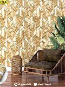 วอลล์เปเปอร์ลายกราฟิก สีครีม