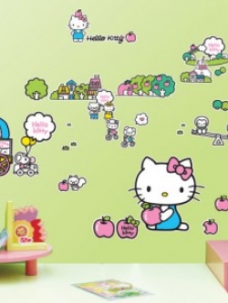 KS-58354 สติกเกอร์คิตตี้ในสสนามเด็กเล่น Kitty in playground ขนาดแผ่น 50x70 cm