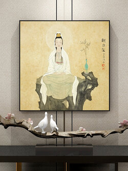 #ภาพวาดสไตล์จีนร่วมสมัย กรอบหนา 3 cm. ขนาด 40x40 cm. /ไม่มีกระจก