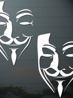 car-094 car sticker V FOR VENDETTA FACE สติ๊กเกอร์ติดรถ (สีดำ,ขาว)