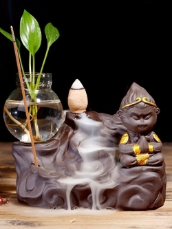 เตากำยานดินเผา รูปแบบนักบวชนิกายเซน ของแท้นำเข้าจากประเทศจีน