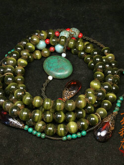 ประคำหินสีทิเบตเครื่องประดับโบราณ ของแท้จากร้านของเก่าในปักกิ่ง