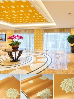 วอลเปเปอร์ลายไทย ลายดอกดาว สีเหลือง