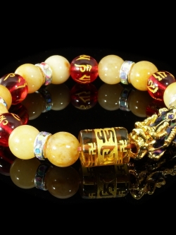 สร้อยข้อมือ"ปี่เซี๊ยะ 5 ธาตุ" หินมงคลหยกพม่าสีเหลือง