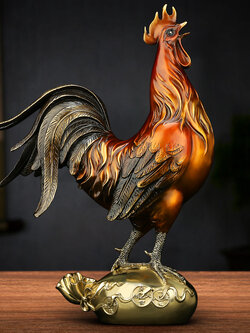 ไก่ฟ้ามงคล,ไก่โชคดีทองเหลืองลงสี เครื่องประดับปรับฮวงจุ้ยเสริมดวงการเงิน การค้า