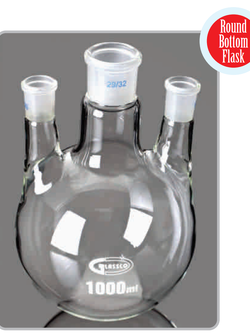 ขวดก้นกลม 3 คอ : 3 Parallel Neck Round Bottom Flask with Joint 3xS29/32