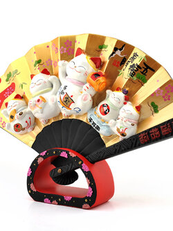Jinshi Workshop Wufu Linmen Fan Jinbao Lucky Cat Ornament Store