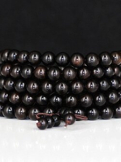 ประคำสวมคอไม้มงคลสีดำ ขนาด 8 มิล /108 เม็ด ของแท้จากทิเบต