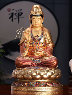 รูปหล่อทองเหลืองพระโพธิสัตว์กวนอิม 观音 อรหันต์แห่งความเมตตา ความสุขสงบ