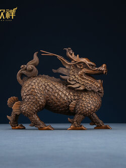 #กิเรนคู่เนื้อทองเหลืองลงสีคุณภาพสูง เสริมดวงการงานการเงินป้องกันสิ่งชั่วร้าย