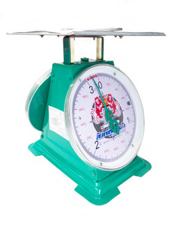 เครื่องชั่งสปริง ตราสิงห์คู่ระฆัง ตัวถังเหล็ก พิกัด 3 กก. จานแบน