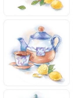 SM-130 Deco Sticker สติ๊กเกอร์ใส สำหรับตกแต่งกระเบื้องครัว ห้องน้ำ / 1 ชุดมี 6 แผ่น / ชุดแก้วกาแฟ