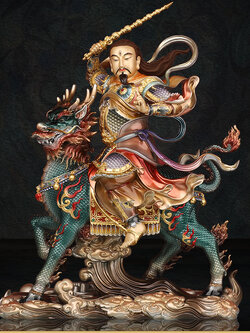 #เทพเจ้าสามตา เอ้อหลางเสิน 二郎神 ขี่กิเลน เนื้อทองเหลืองคุณภาพสูง