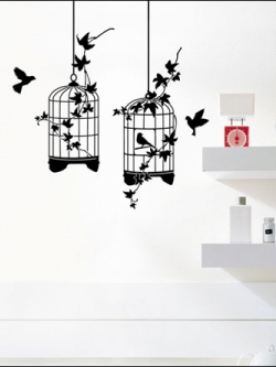 GS-58807 กรงนก Vinyl Wall Sticker 35x32 cm