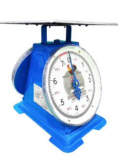 เครื่องชั่งสปริง ตราไก่สามห่วง ตัวถังเหล็ก พิกัด 7 กก. จานแบน