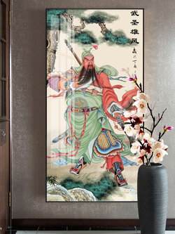 #ภาพวาดเทพเจ้ากวนอู พร้อมกรอบ (ไม่มีกระจก) ขนาด 60x120 cm.