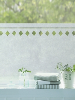 ELE-02 สติ๊กเกอร์ฝ้าฉลุติดกระจก ลายสี่เหลี่ยมข้าวหลามตัด ขนาด 50x70 cm