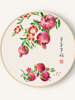 #ภาพวาดสไตล์จีนร่วมสมัย กรอบหนา 3 cm. ขนาด 40x40 cm. /ไม่มีกระจก