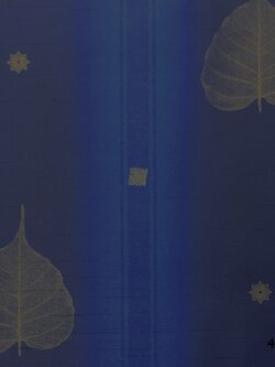 ลายไทยใบโพธิ์ทอง สีน้ำเงิน