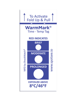 WarmMark : แผ่นวัดอุณหภูมิ เวลา สำหรับขนส่งวัคซีน ยา และอาหาร-(10 แผ่น/แพ็ค)